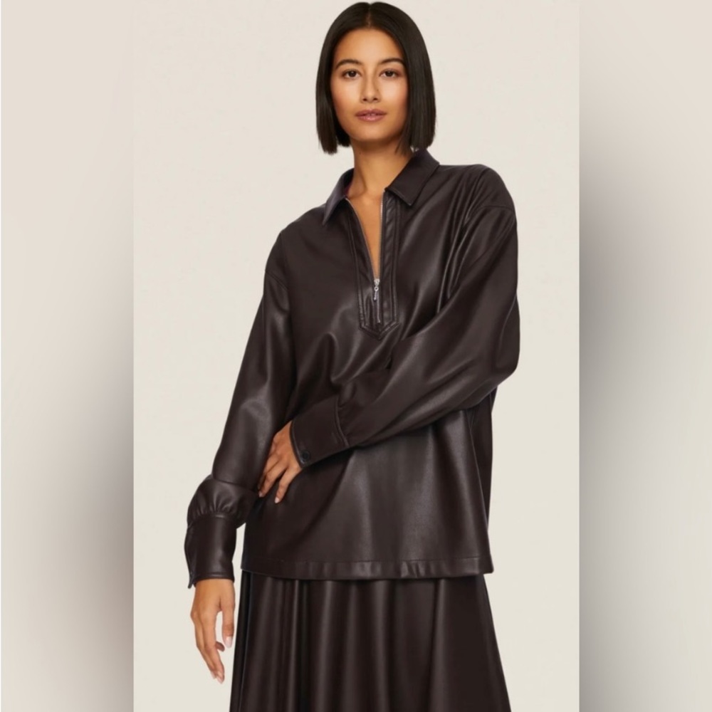 Rebecca Taylor Vegan Leather Pullover